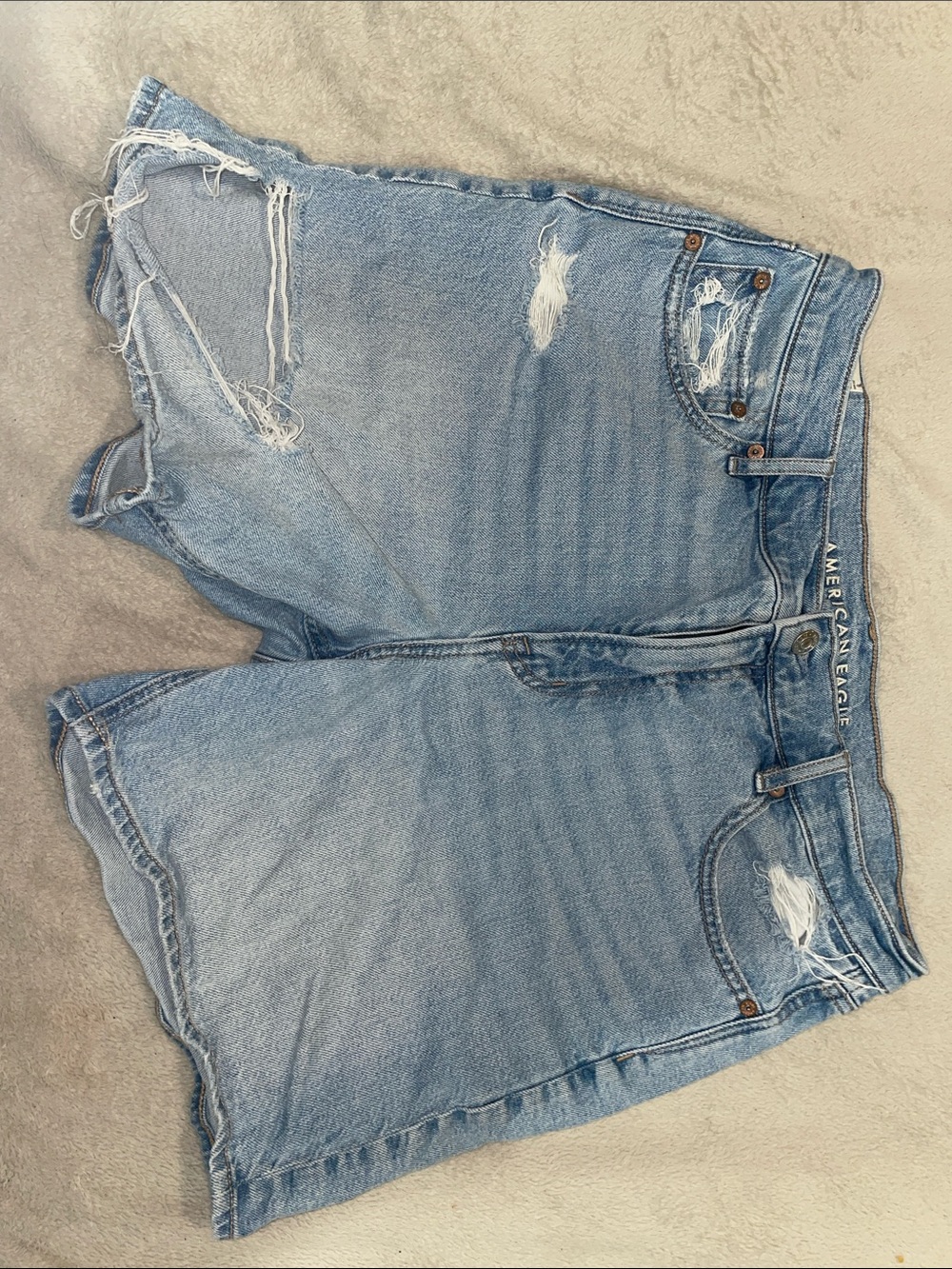 American Eagle Outfitters Light Blue Distressed Denim Shorts
